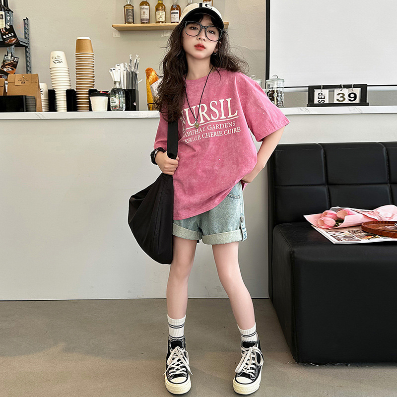 Ddmyshoesvip Girls Short Sleeved Summer New Internet Celebrity Explosive Street Top Medium And Large Half Sleeve Western Style Loose Children S Long T