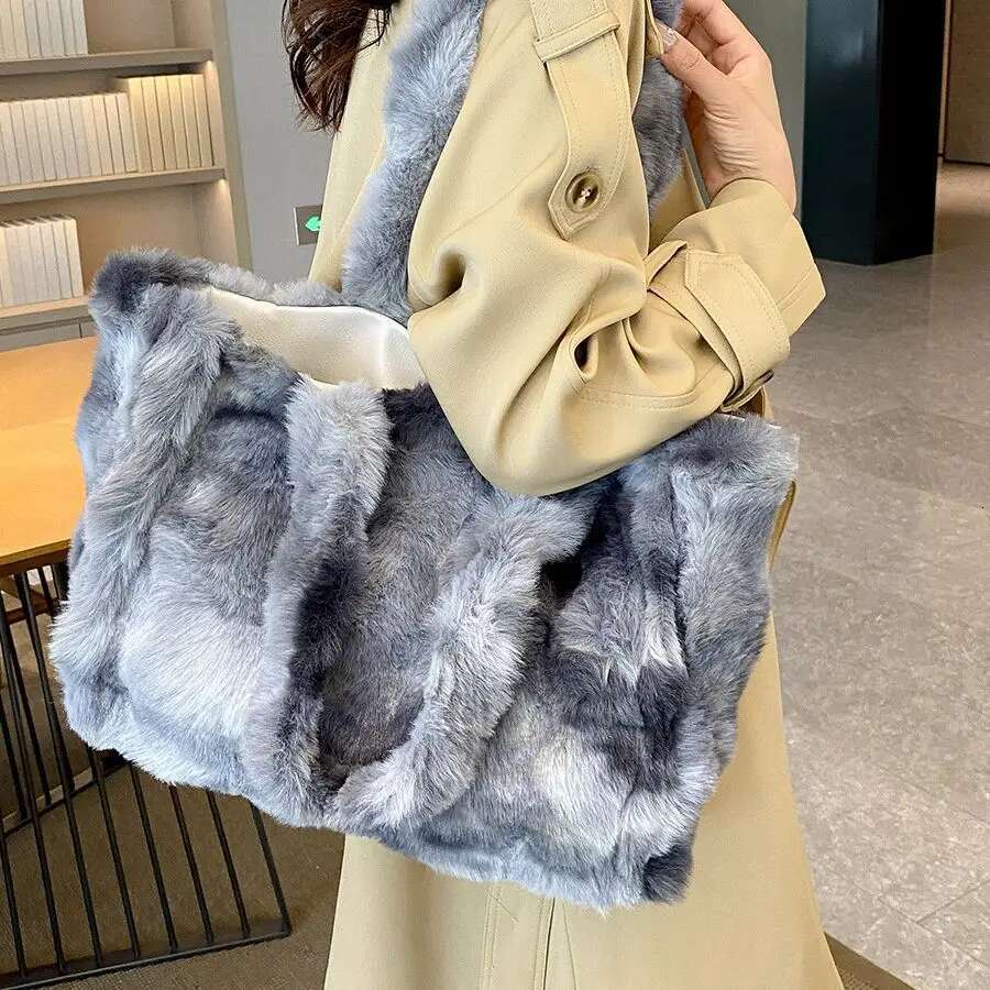 Stylish Faux Fur Tote Bag With Large Capacity For Women