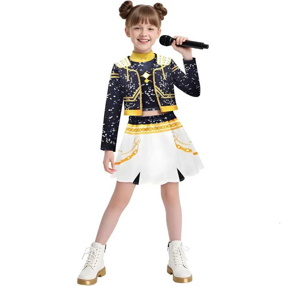 Kids Girls Kpop Rumi Zoey Mira Demon Hunters Cosplay Costume Disguise for Child Printed Clothes Roleplay Halloween Carnival Suit K251107