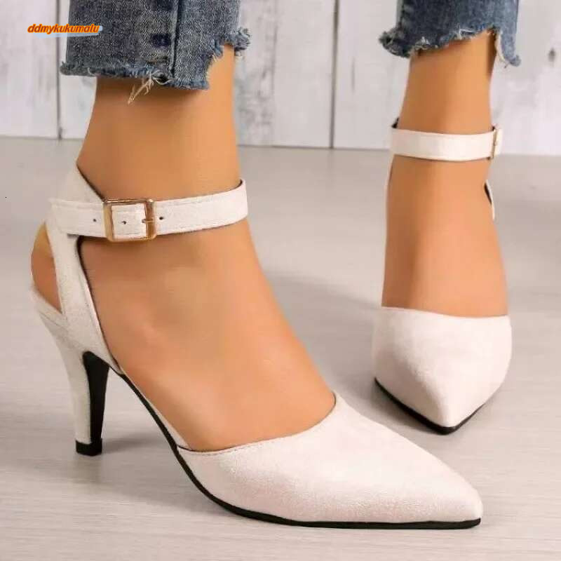 Elegant ck High Heels for Women Solid Color Buckle Sgback Women's Sandals Sexy Stiletto Heel Banquet Office Shoes Female ddmykukumalu