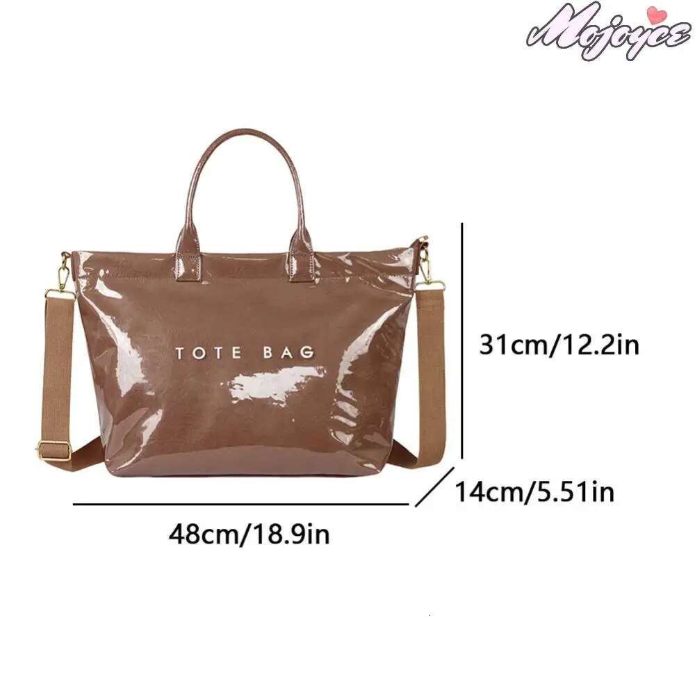 Women Top-Handle Bags Waterproof Tote PVC Kraft Handbag Large Capacity Casual Crossbody Bag Daily Work Shopping Travel Pack
