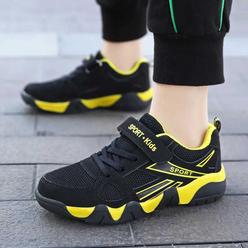 Childrens sports shoes boys shoes 2023 new fashion childrens shoes 6-12 years black mesh comfortable casual sports boys tennis shoes W250407