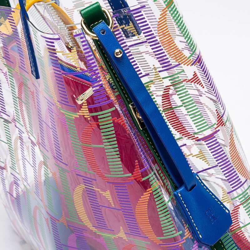 CH Bucket Large Capacity Tote Transparent TPU Material Letter Printed Shopping Bag Travel Crossbody Women's