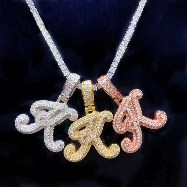 Hip hop jewelry chilled pure sier for men's silica letter name pendant