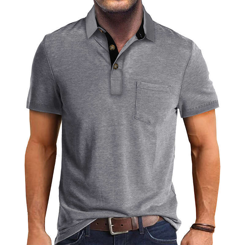 summer European and American short sleeved lapel T-shirt men's shirt top polo wholesale new casual fashion trend clothing
