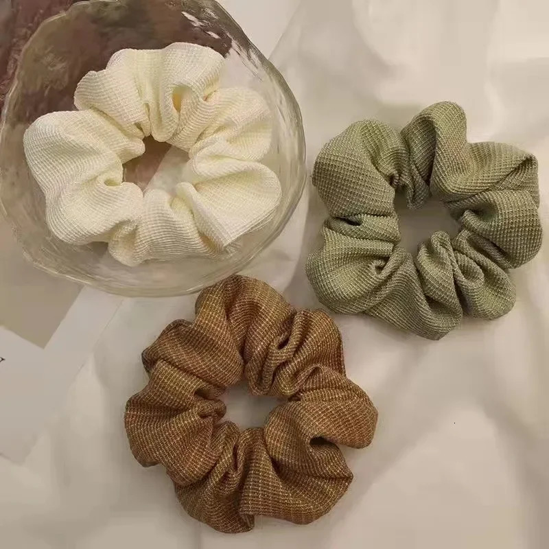 Korean tweed style fabric hair strands simple shimmer elastic hair ties elegant hair accessories high tailed ponytail braided hair ties 250407