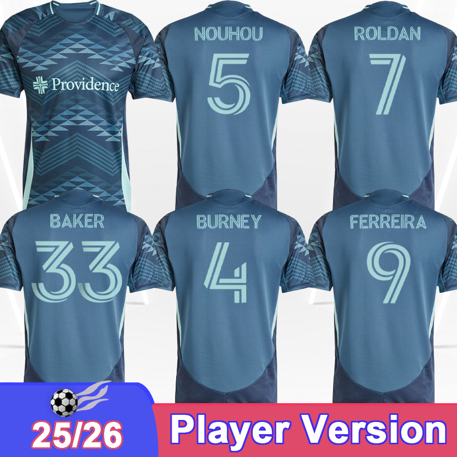 2025 Seattle Player Version Mens Soccer Jerseys Sounders MORRIS MUSOVSKI BURNEY NOUHOU FREI FERREIRA Away Football Shirt Short Sleeve Uniforms