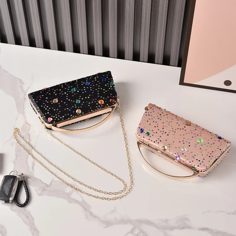 Womens Evening Clutch Diamond Cross Bag High Quality Black Womens Handbag Fashion Shoulder Bag 250402