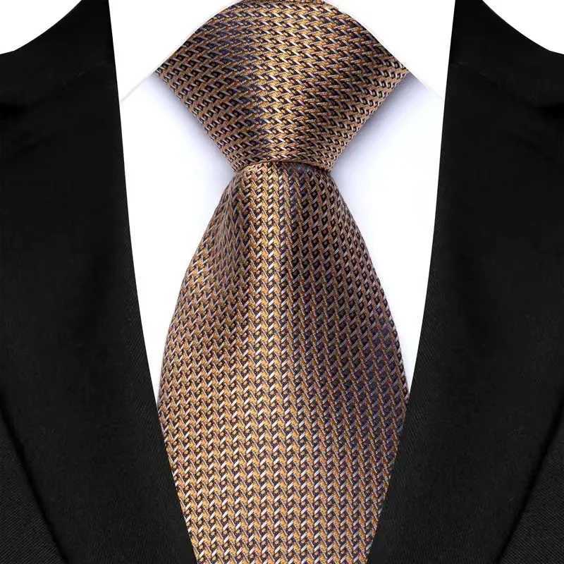 Luxury 8CM Mens Necktie Brown Orange Color Dot Stripes Ties For Man Gro Jacquard Woven Neck Tie For Business Wedding Party X250407