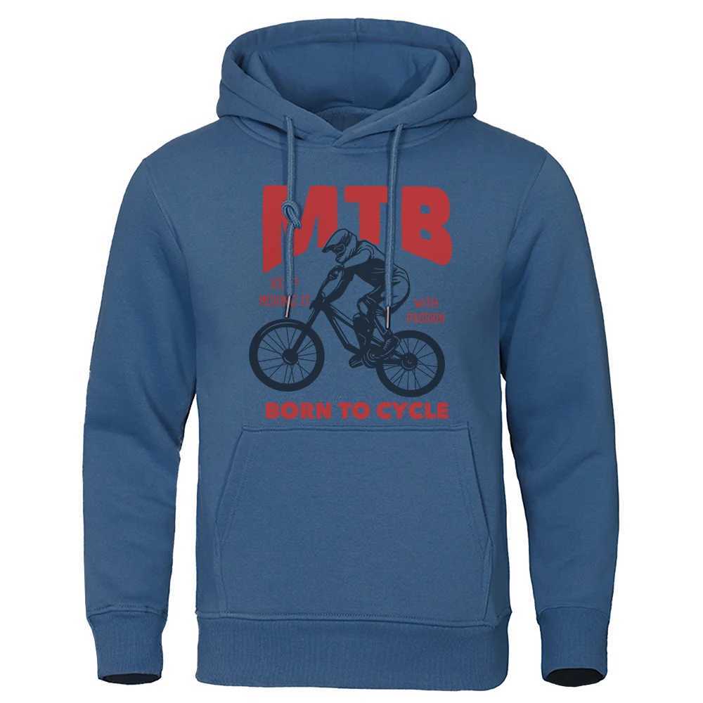 Mtb continues to move forward with passion giving birth to Menatums bicycle hoodies fur lining oversized sweatshirts and vintage high-quality tops W25