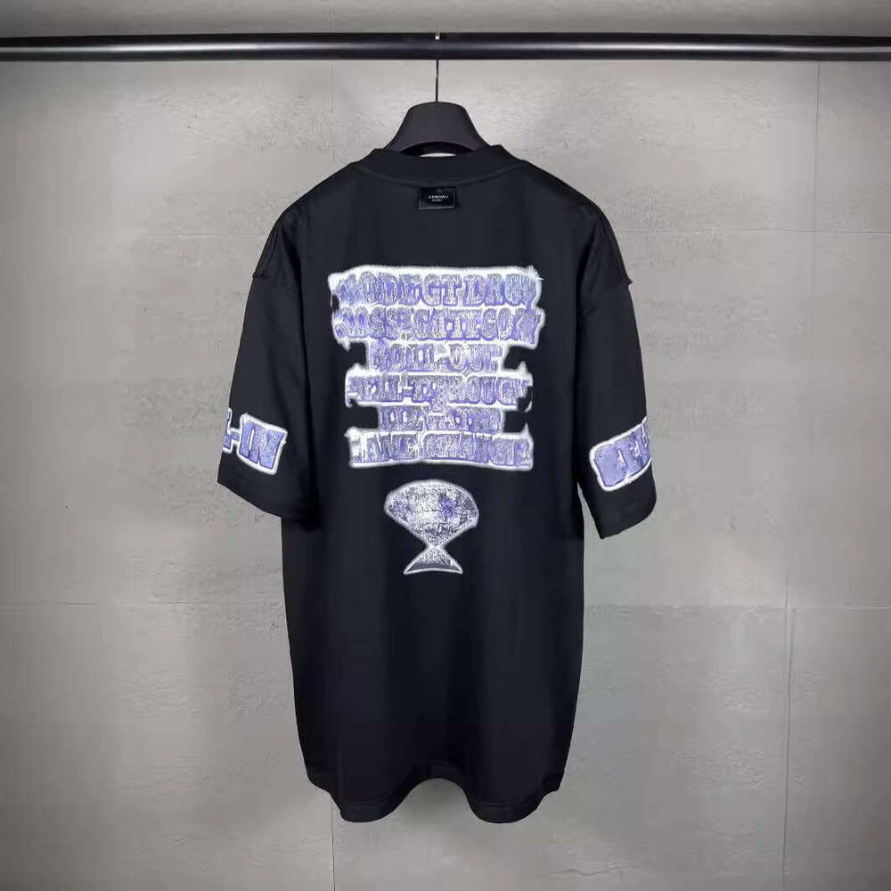 Casual T-Shirt The Correct Version Of Parisian Fashion Brand B's EENOW * UYNOW New Model Direct Spray Printed Washed Short Sleeved T-Shirt