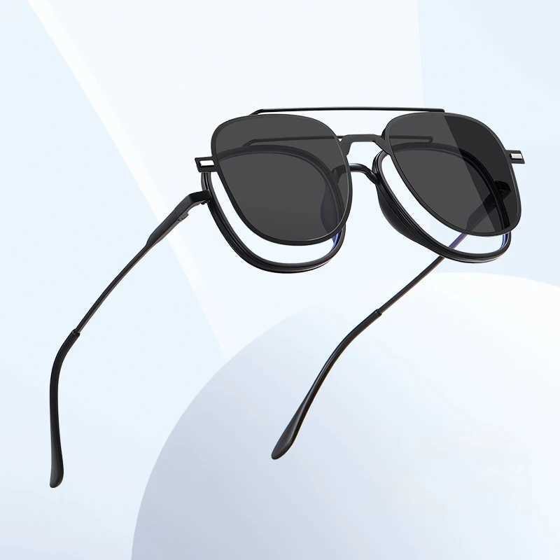 COHK Metal 3-in-1 new folding magnet clip on eyeglass frame trend polarized sunglasses mens optical computer glasses UV400 W250408