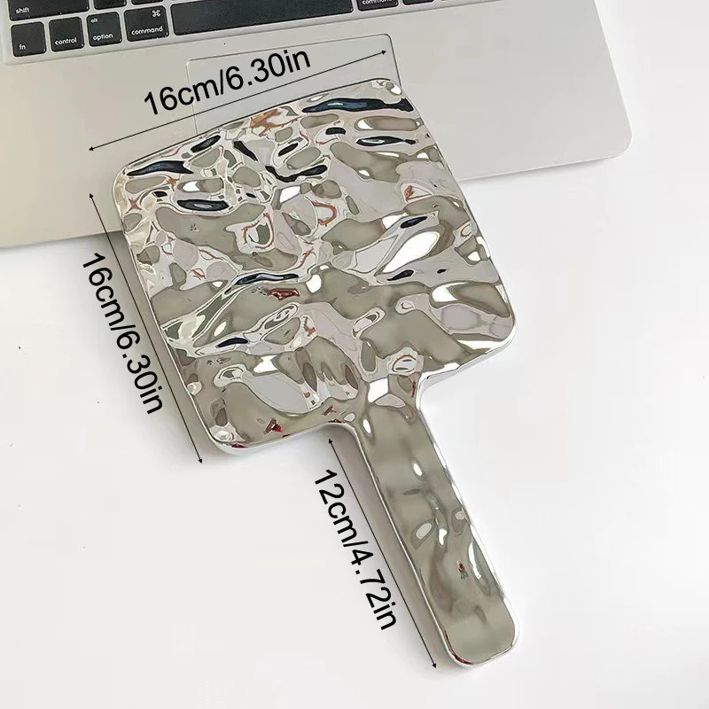 Electroplated Handle Makeup Mirrors Beauty Portable Round Hand Square Hand SML Make Up Mirror 250402