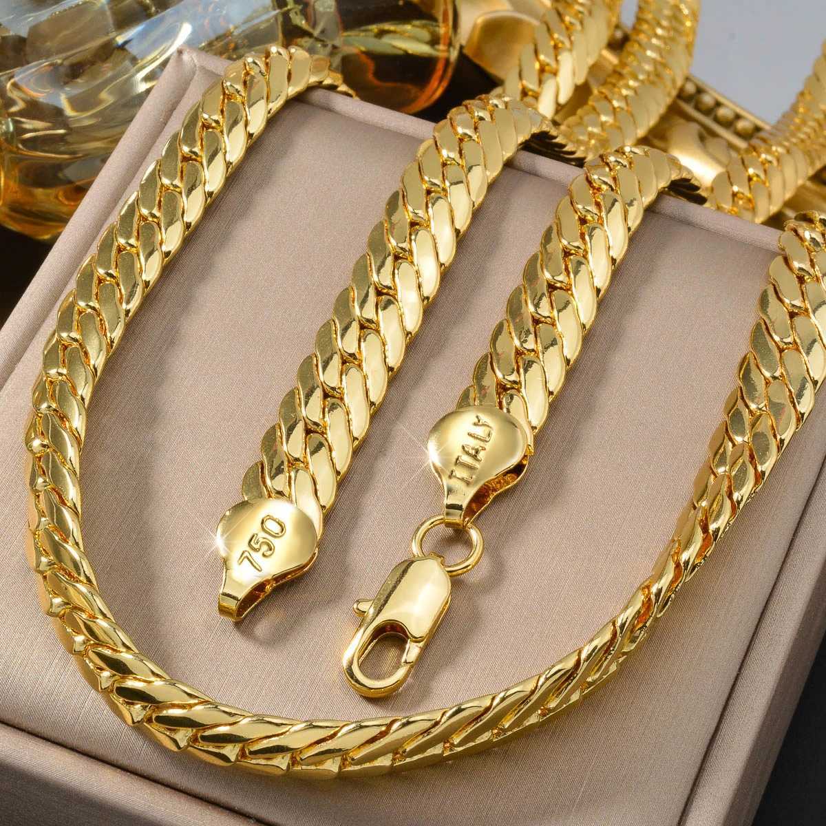 Sunny Italy 750 Copper Alloy Mens and Womens Necklace High Temperature Resistant Suitable for Street Hip Hop Jewelry GiftsC250407