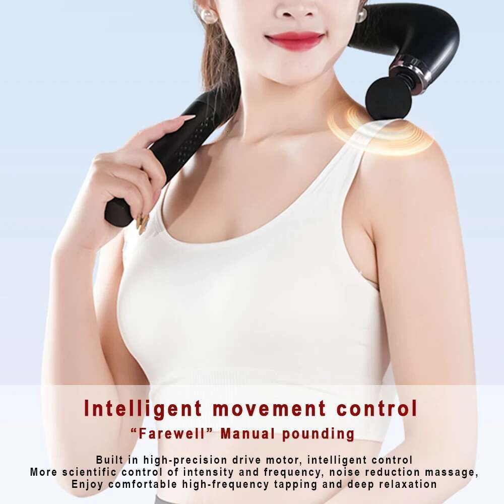 Fascia Gun with Extended Handle Elbow for Self-assist of the Upper Lower Back Muscle Relaxation and Massage Done