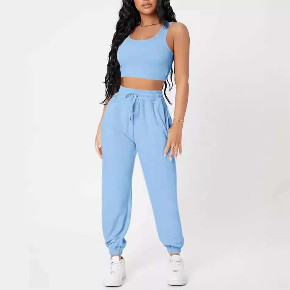 2025 New Spring And Autumn Plus Size Loose High Waist Vest Round Neck Elegant Casual Trousers Fashion Sports Fiess Set