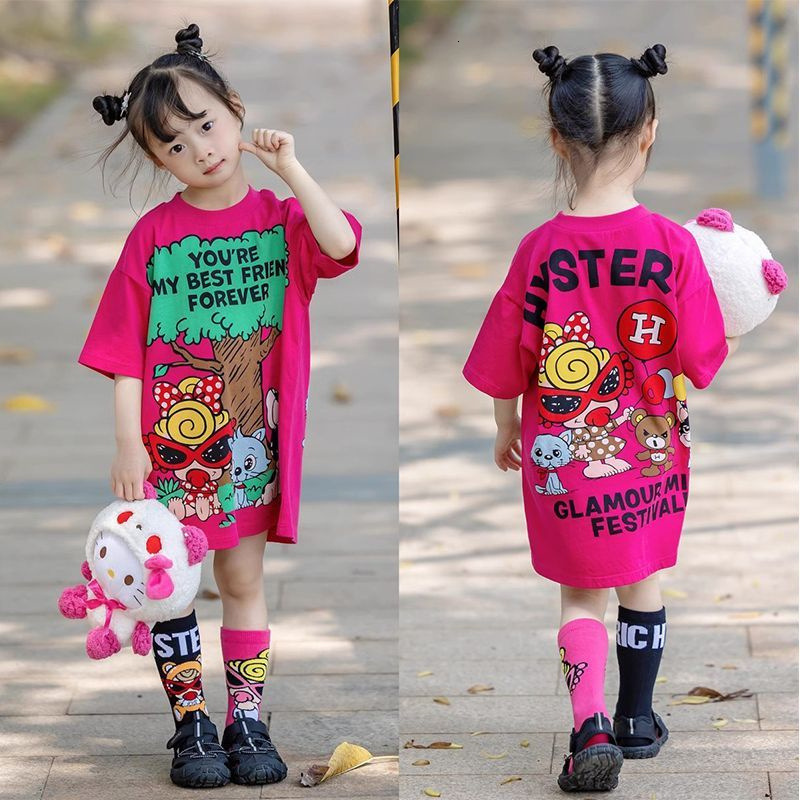 Ddmyshoesvip Girls Cotton Short Sleeved T Shirt New Summer Outfit Round Neck Cartoon Base Shirt Children S Top Trendy T