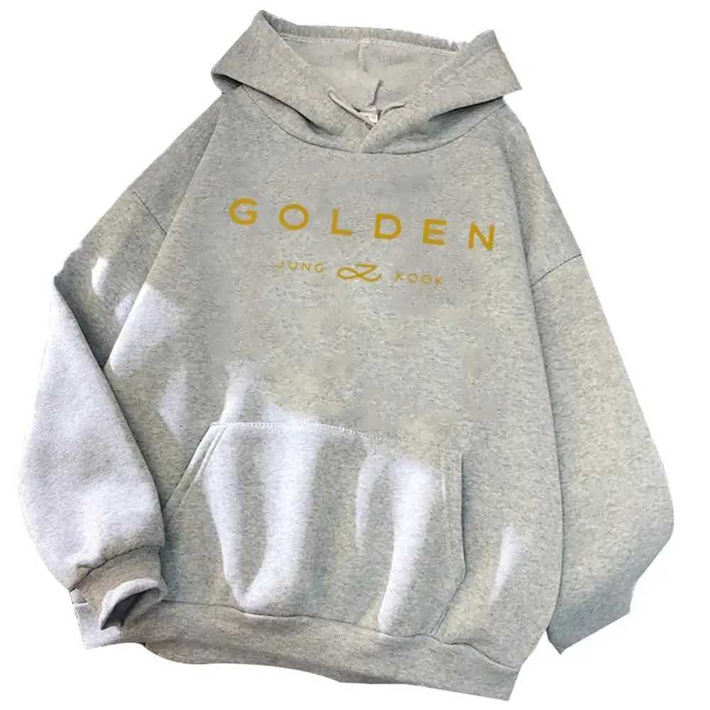 2024 Hot Hoodies Jungkook Kpop Hoodies Retro Sportswear Sudaderas Winter Warm Gold Album Merch Unisex Hoodies Men and Women W250408