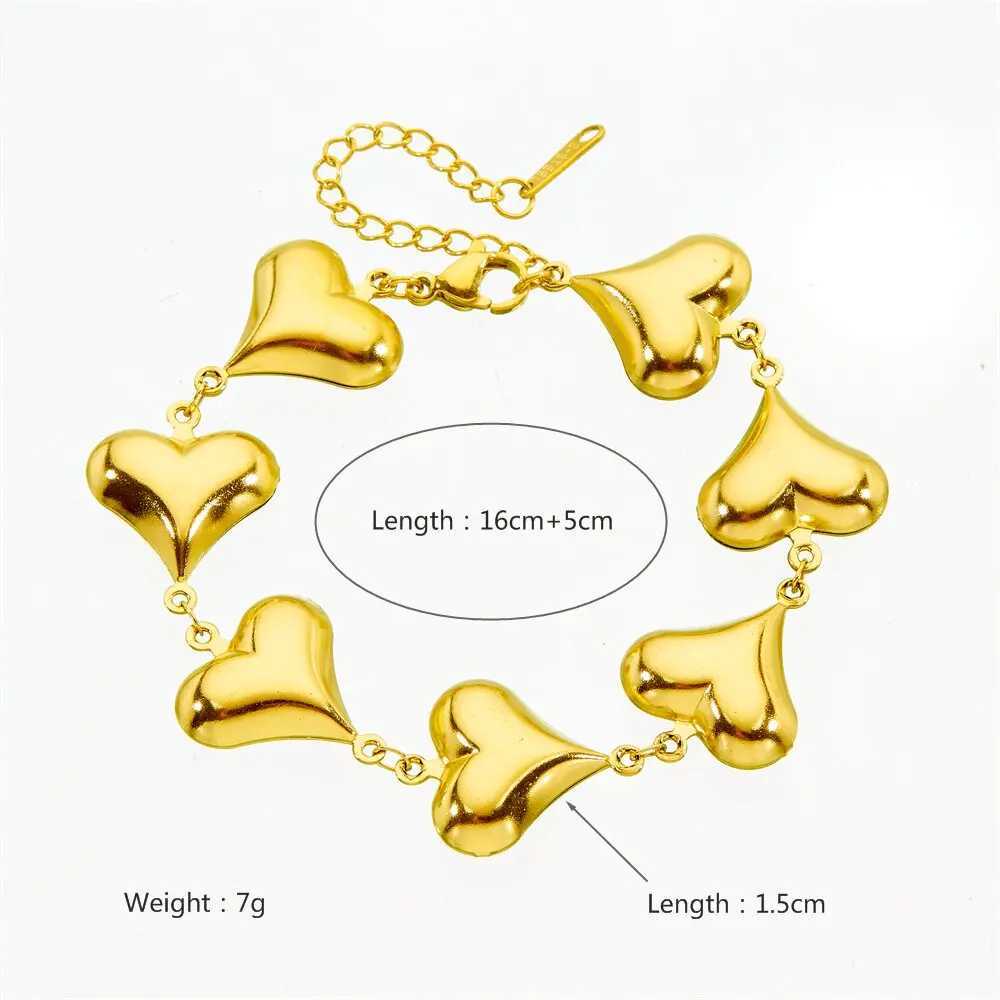 DIEYURO 316L stainlESS steel gold simple hollow heart necklace set for women and girls new trend fashion jewelry set Y250408