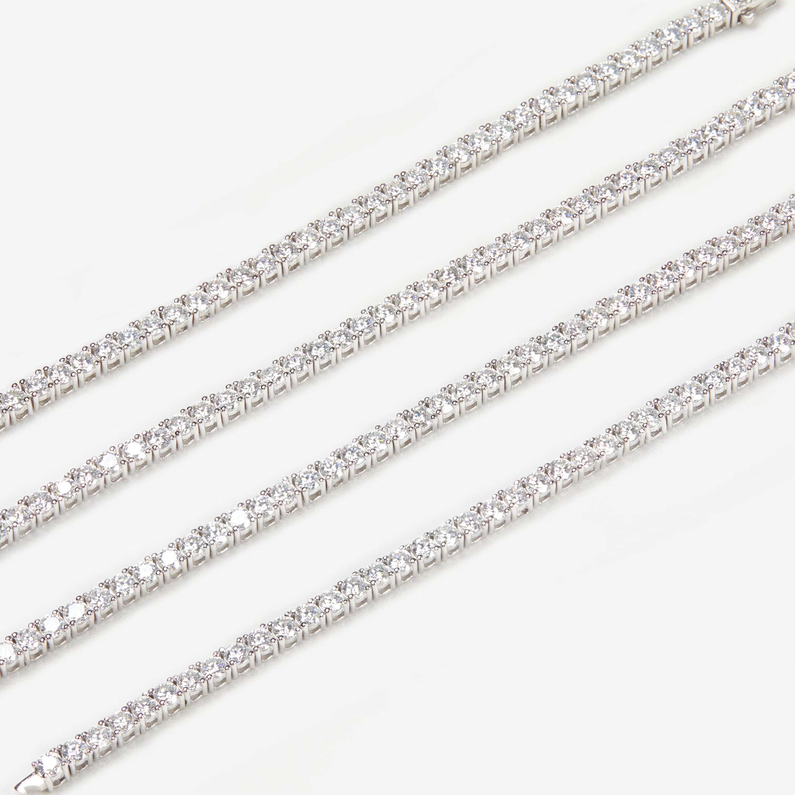 2023 New Custom 2mm S925 Sterling Silver Tennis Chain Zircon Moissanite Factory Wholesale Gold Plate Length Can Be Customized