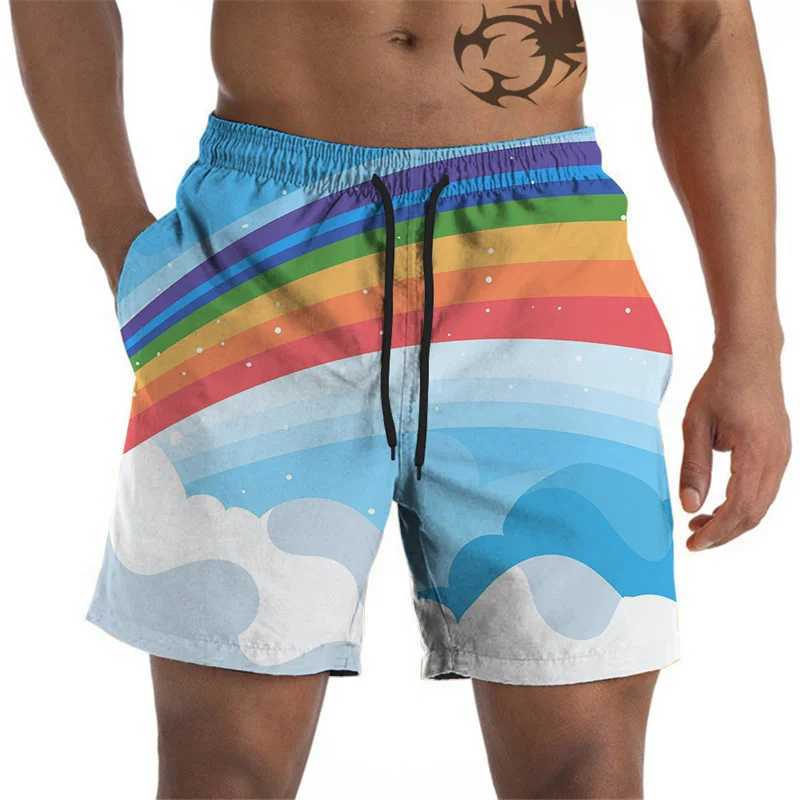 Artistic Pigments Mens Graphic Beach Shorts Color 3D Printed Board Shorts Summer Shorts Loose Swimmers Street ClothingXJ250407