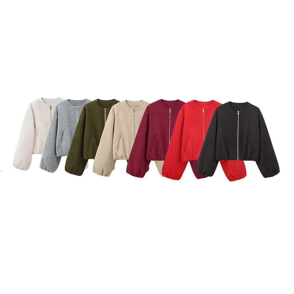 Fashionable Soft Pilot Jacket Outerwear Women's Independent Station 3046274 Crew Neck Short Coat Stylish Simple Design