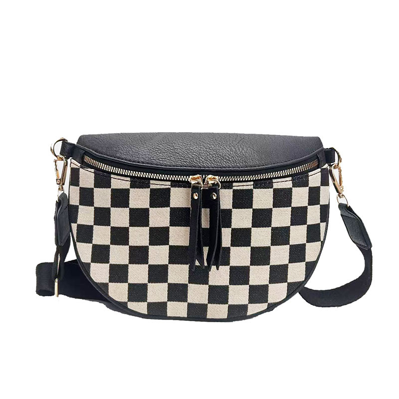 new checkered chest bag waist bag fashion single shoulder crossbody bag trendy versatile