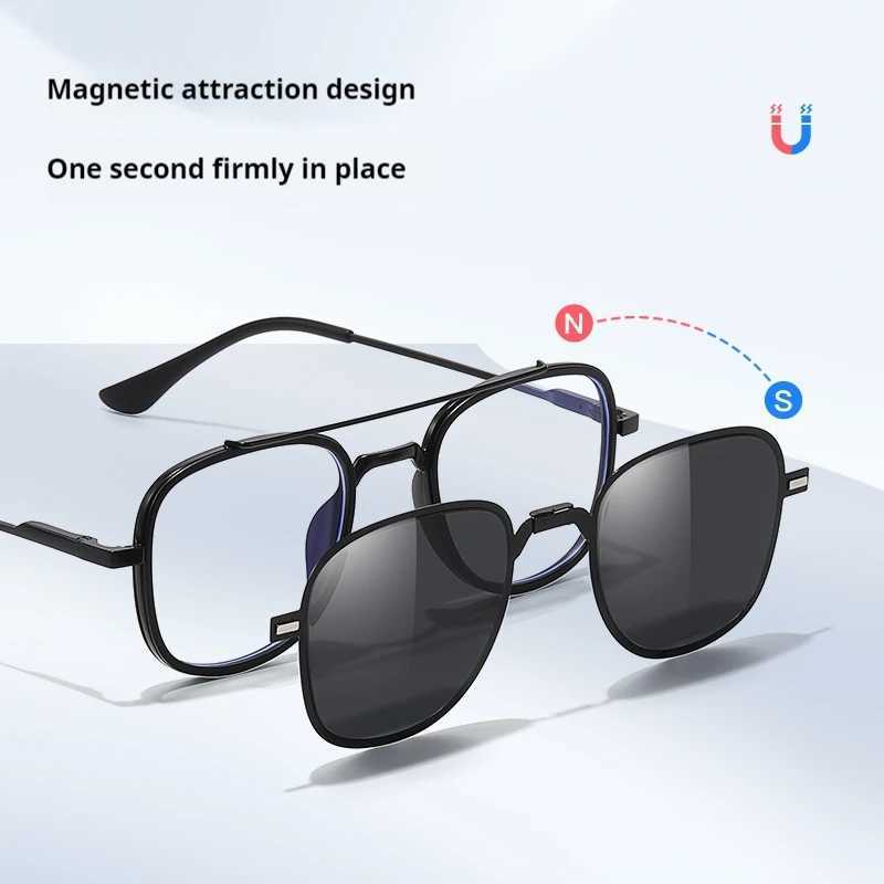 COHK Metal 3-in-1 new folding magnet clip on eyeglass frame trend polarized sunglasses mens optical computer glasses UV400 W250408