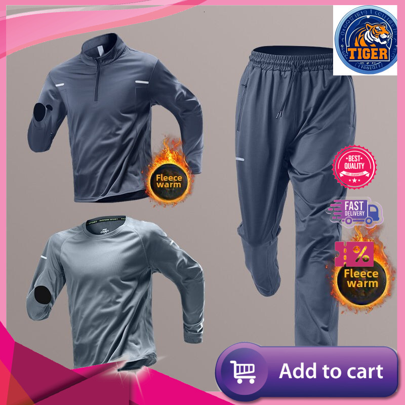 Ddmytiger Ddmytiger Men S Winter Running Set Fleece Ed Thermal Sportswear Training Fiess Suitable For Track Field Quick Dry Morning Runs