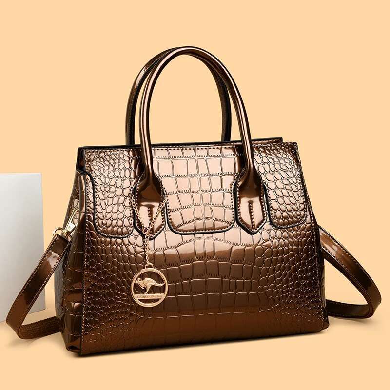 Women's Crocodile Pattern Handbag Fashionable Large-Capacity Vintage Commuter Business Multifunctional Tote Bag Sac