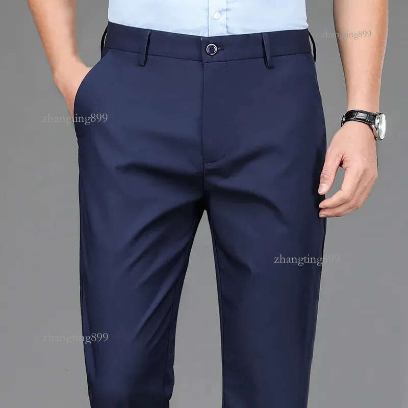 Men's Pants Male Smart Casual Stretchy Sports Fast Dry Trousers Spring Autumn Full Length Straight Office Black Navy Work 231009