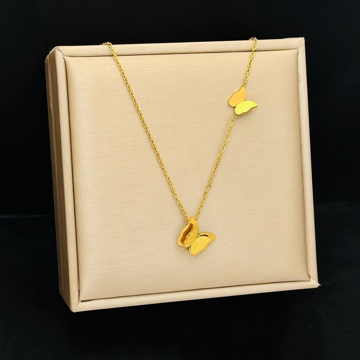 A stylish titanium steel butterfly necklace for women, with neck lock bone chain that does not fade and is a trendy accessory