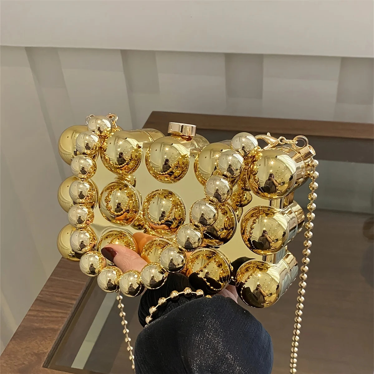 Bag Crossbody Shoulder Fashion Evening Clutch Handbag Womens Gold Acrylic Womens Square Small Pocket Ins 250402