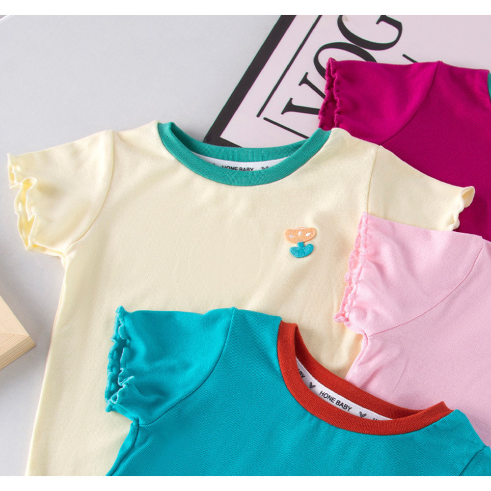 Ddmyshoesvip Children S New Summer Children S Clothing Girls And Girls Round Neck Mushroom Edge Stylish T Shirt For Babies Short Sleeved Top