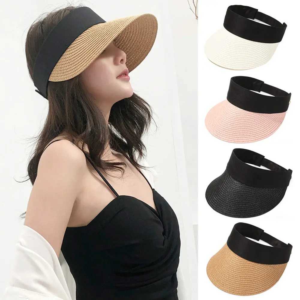 Fashion Summer pty Top Sun Hat Portab Foldab Magic Roll-up Beach Hat Wide Brim Straw Wen Casual Sun VisorsC250407