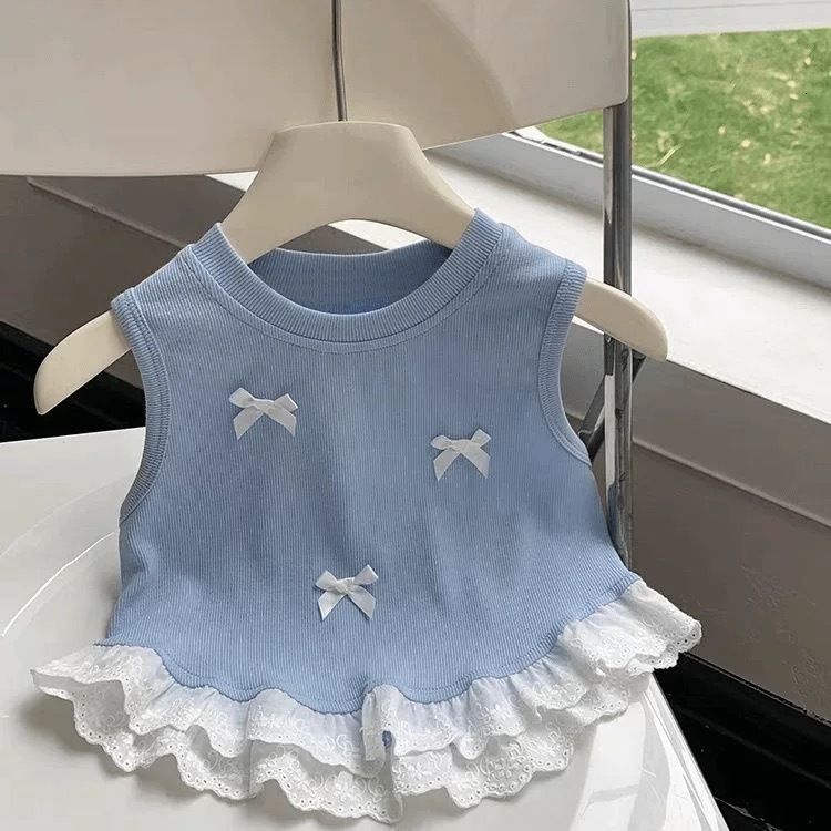 Ddmyshoesvip Korean Clothing Girls Summer T Shirt New Style Trendy Children S Fashion Bow Vest Sleeveless Top Trend