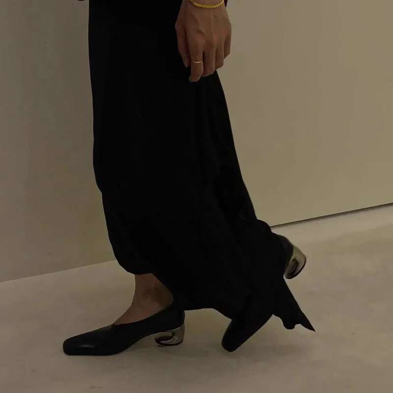 Women High Heels Square Toe 2025 Trend New Party Dress Elegant Chunky Leather Shoes Sexy Outdoor Atillas Mujer