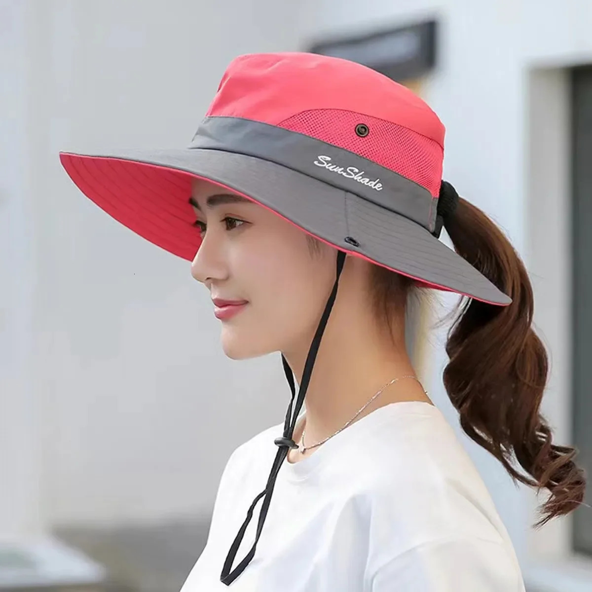 Neutral style large Brim with leaked tail quick drying bucket hat fishermans outdoor casual womens sunscreen 250326