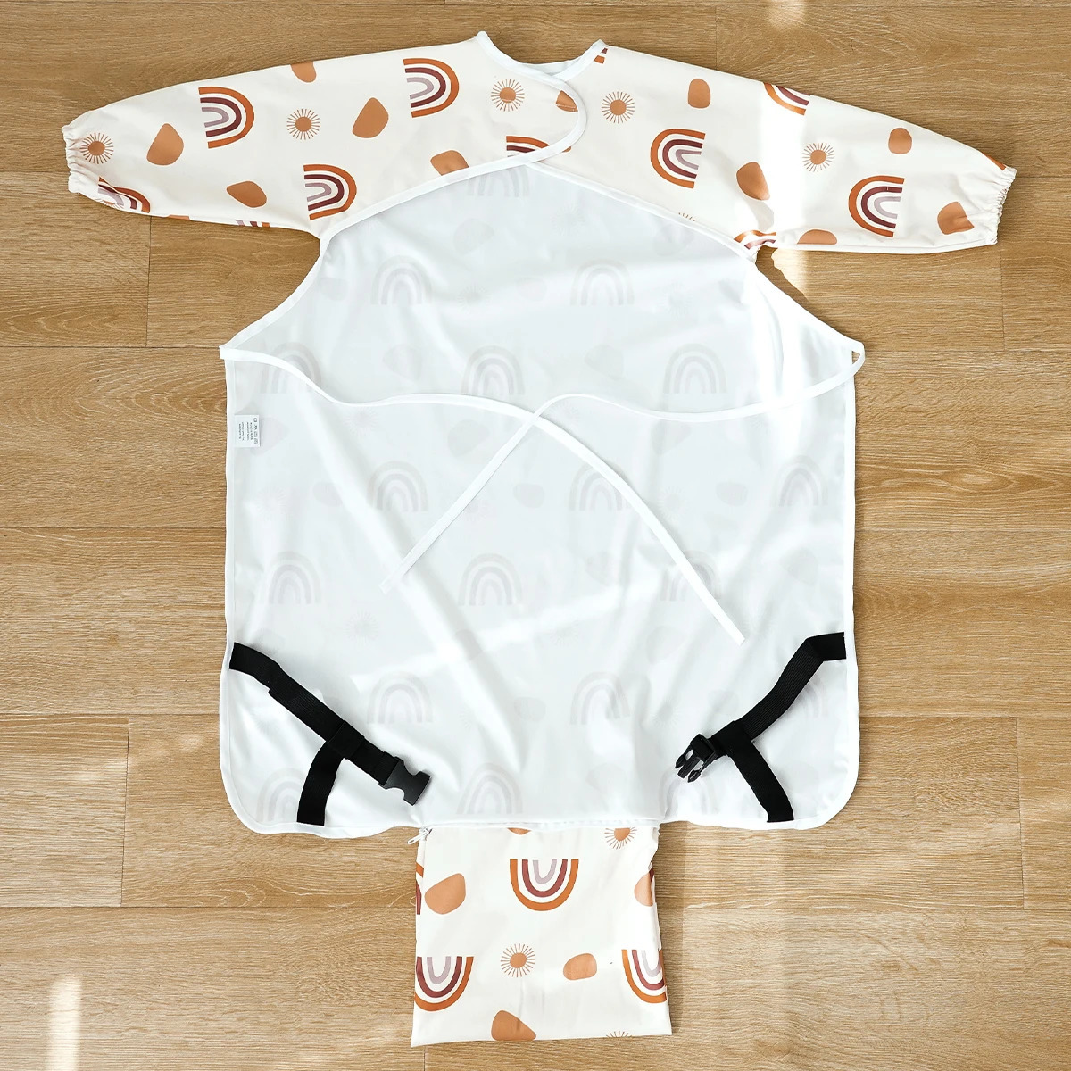 HappyFlute Prints 90*92CM 1Piece Table Use Full Coverage Pocket Waterproof Long Sleeve Coverall High Chair Baby Feeding Bib 250407