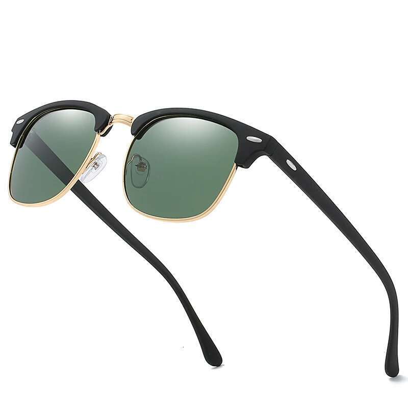 Half Frame Polarized Sunglasses Man Woman Brand Designer Sun Glasses Male Retro Rivet Mirror Eyewear Metal Gafas De Sol