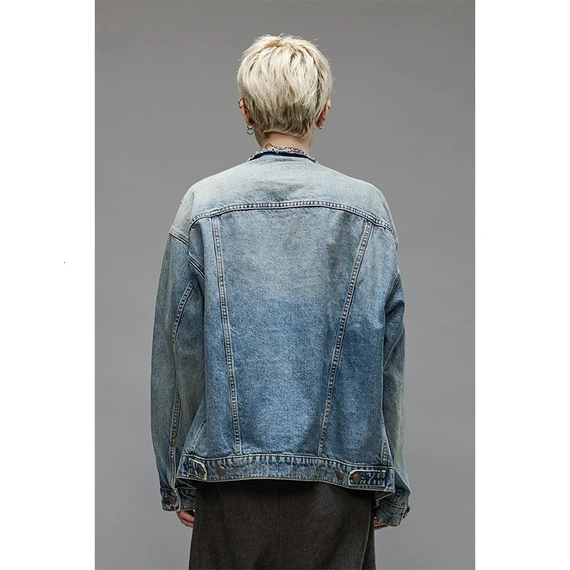 NIGO LP mens autumn and winter retro collarless single chest cotton loose denim jacket nigo613 250408Z