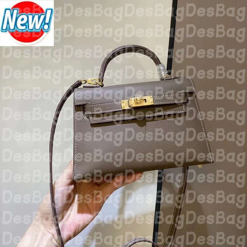 2025 Top Mini Kell 10a Designer Mirror Quality Genuine Leather Shoulder Bag Crossbody Womens Black Brown White 18cm