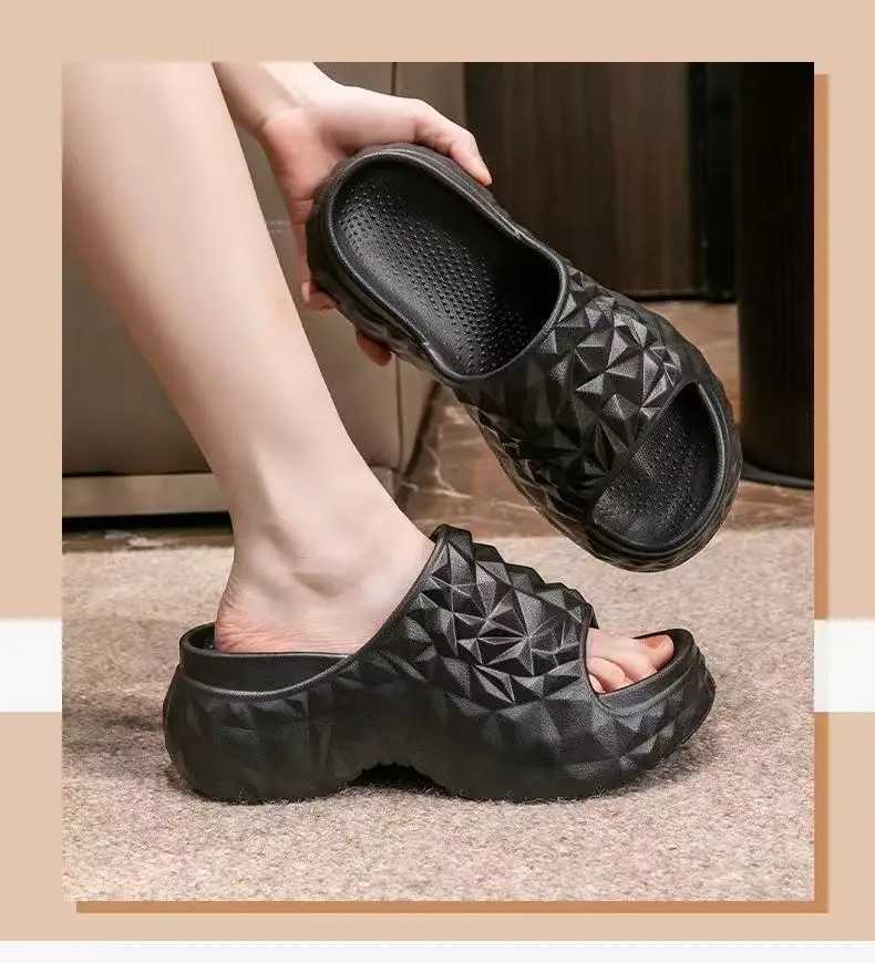 7cm high platform summer EVA slippers for women comfortable thick soled sandals for couples outdoor beach soft cloud EVA flip coverXJ250407