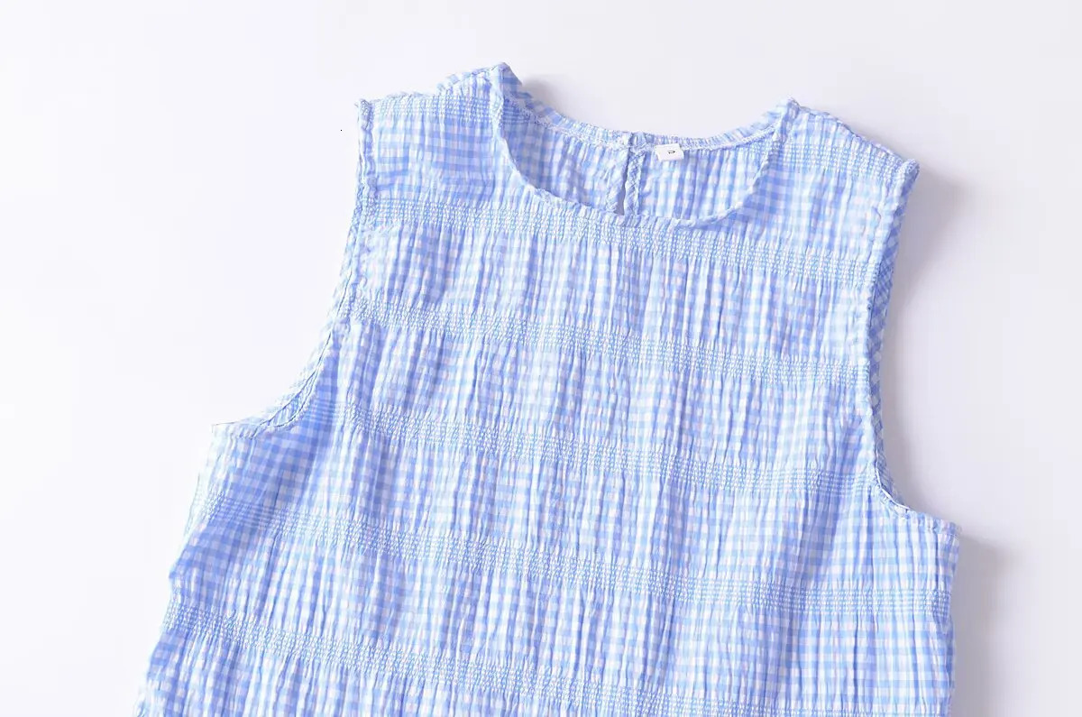 PB ZA Womens Set Sleeveless Checkered Top and Matching Skirt Elastic Waistband for a Casual and Stylish Look 250408