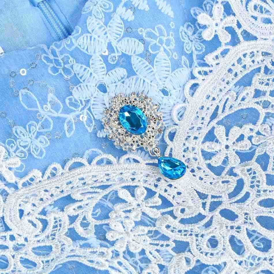 Disney Cinderella Deluxe Princess Ball Dress for Girls Blue Elegant Mesh Dress for Childrens Birthday Carnival Party Dress for Girls Fashion Dress X25