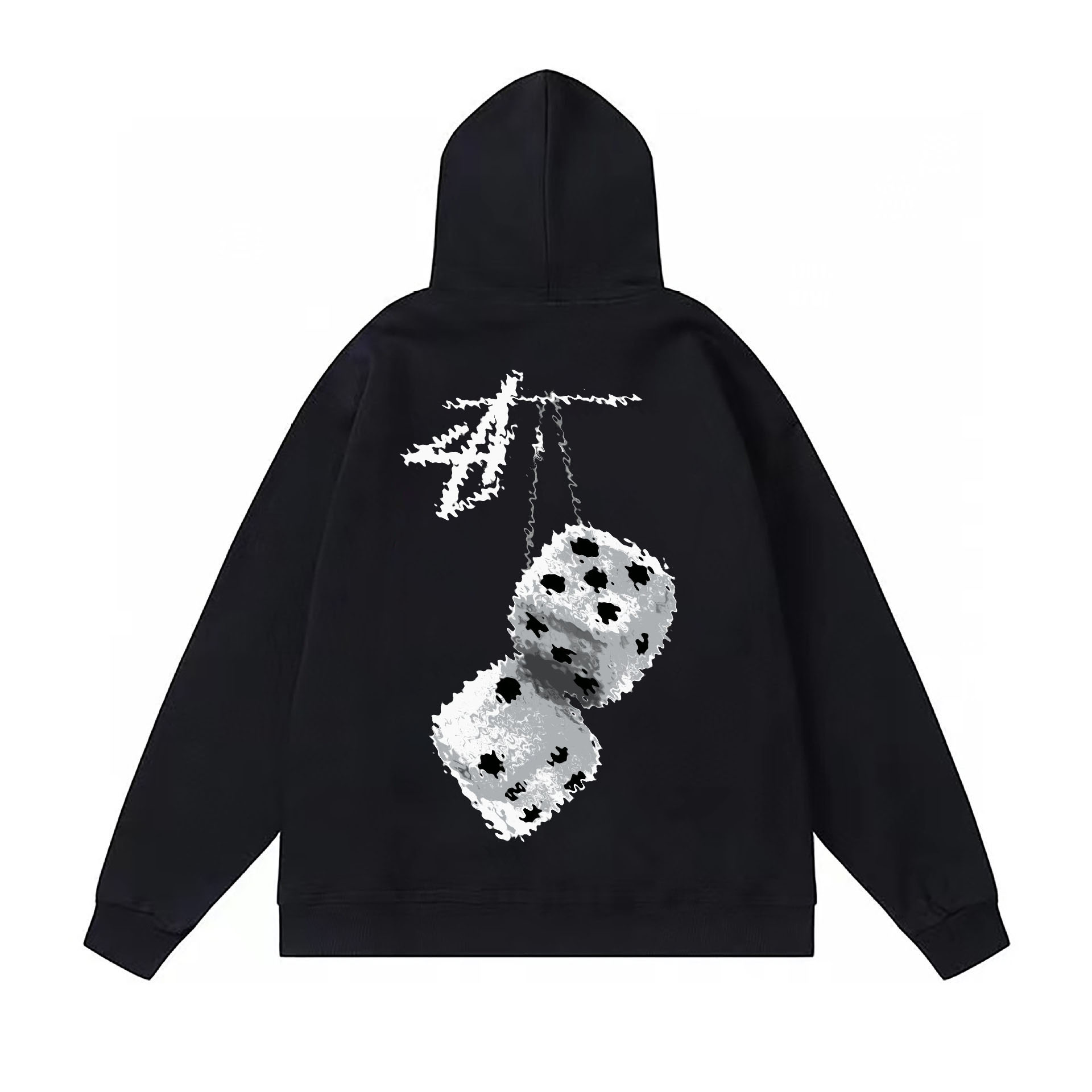 Designer High quality cotton zip up letter billiards dice vintage paint splatter print y2k hoodie hip-hop pullover American street hoody sweatshirt