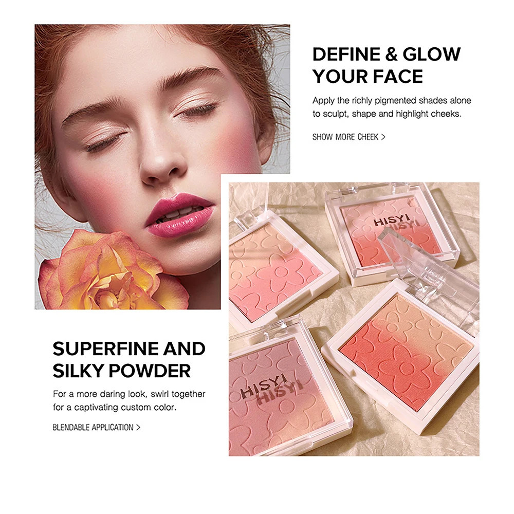 HISYI monochrome powder blusher matt natural contour bright exposed face good combination fine flash 250325
