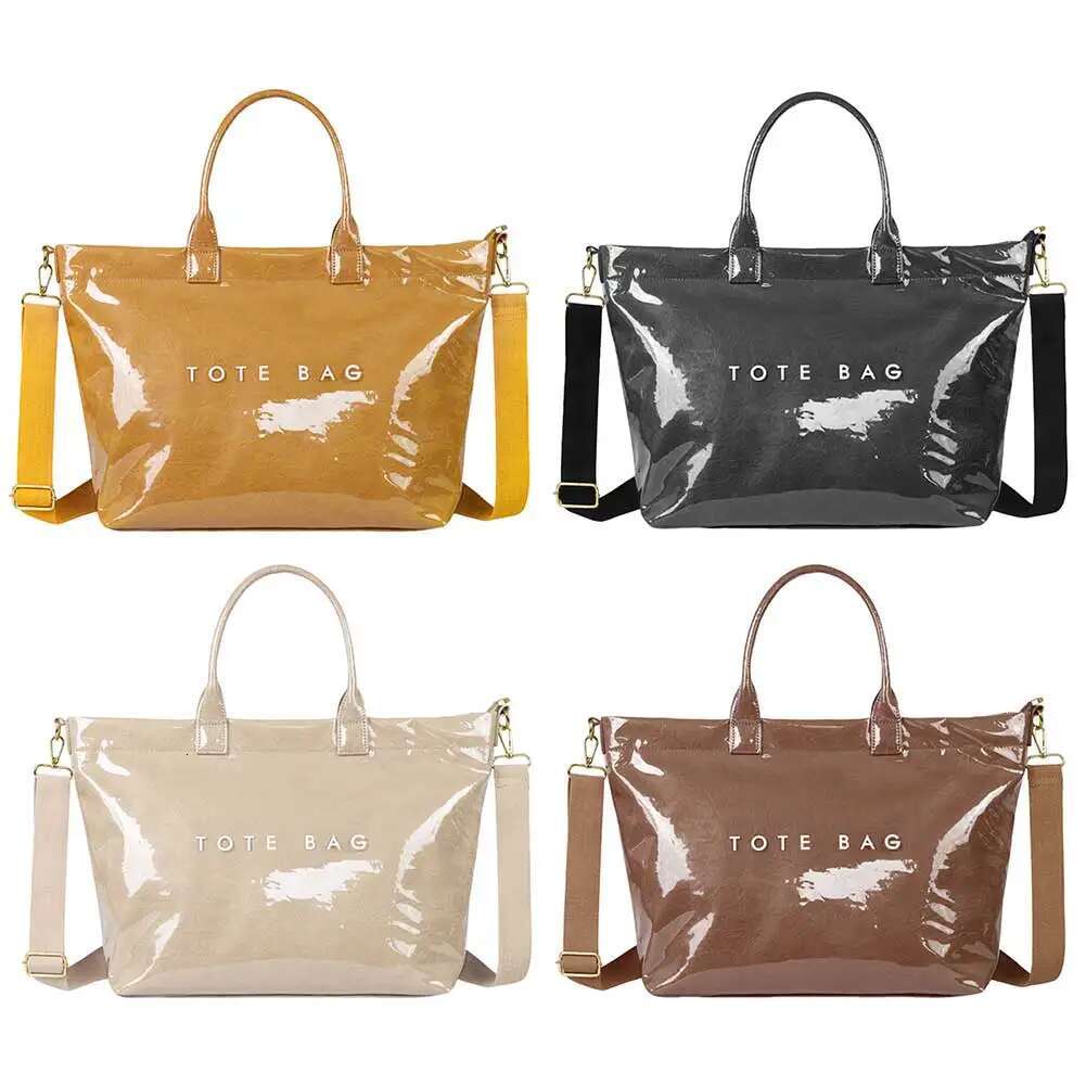 PVC Casual Waterproof Fashion Tote Handbag Large Capacity Leisure Shoulder Shopping Work Date Bag