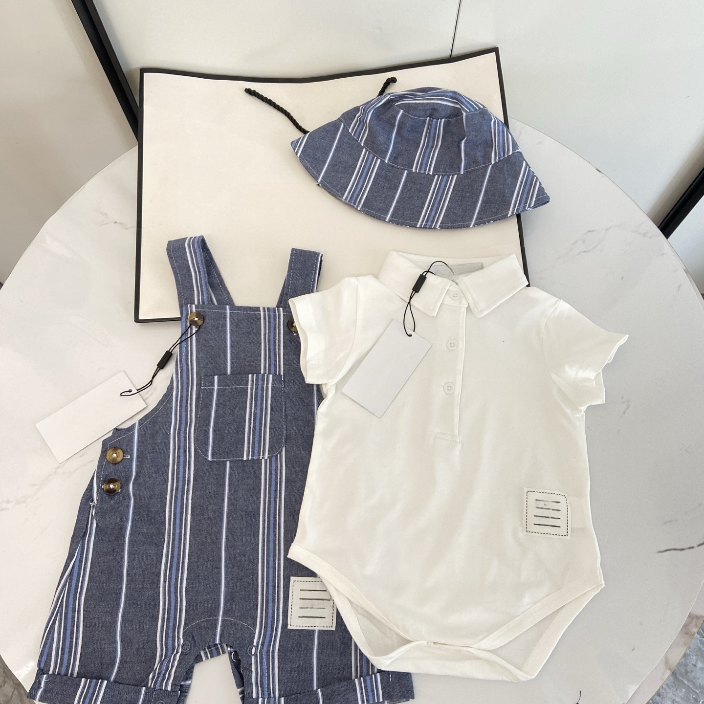 Baby kids summer clothing sets British style toddlers polo lapel short sleeve romper with Newborn cotton outfits S3552