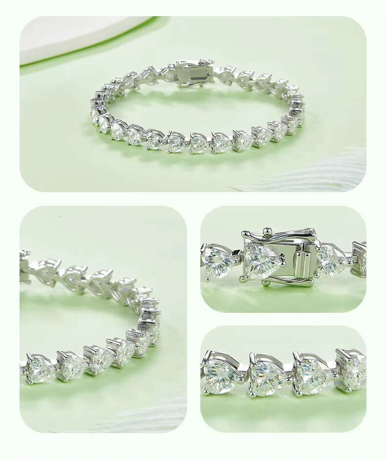 Best Gift Factory Price Mossanite Triangle Tennis Chain for Women Men Gift S925 Silver Moissanite Diamond Tennis Chain Bracelet